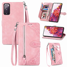 Leather Case Stands Flip Cover Holder S06D for Samsung Galaxy S20 FE 4G Pink