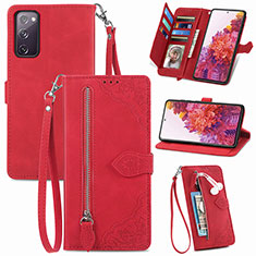 Leather Case Stands Flip Cover Holder S06D for Samsung Galaxy S20 FE 4G Red