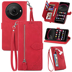 Leather Case Stands Flip Cover Holder S06D for Sharp Aquos R8 Pro Red