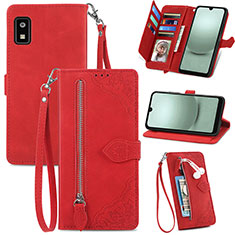 Leather Case Stands Flip Cover Holder S06D for Sharp Aquos wish3 Red