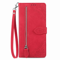 Leather Case Stands Flip Cover Holder S06D for Vivo iQOO Z6x Red