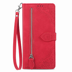 Leather Case Stands Flip Cover Holder S06D for Vivo T2x 5G Red