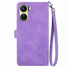 Leather Case Stands Flip Cover Holder S06D for Vivo Y02S Purple