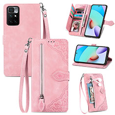 Leather Case Stands Flip Cover Holder S06D for Xiaomi Poco M4 Pro 5G Pink