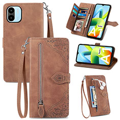 Leather Case Stands Flip Cover Holder S06D for Xiaomi Redmi A2 Brown