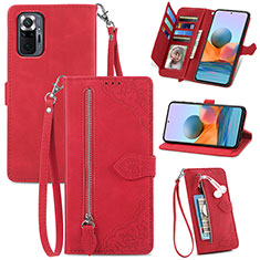 Leather Case Stands Flip Cover Holder S06D for Xiaomi Redmi Note 10 Pro Max Red
