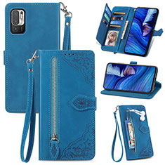 Leather Case Stands Flip Cover Holder S06D for Xiaomi Redmi Note 10T 5G Blue