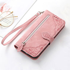 Leather Case Stands Flip Cover Holder S07D for Huawei Honor 80 SE 5G Pink