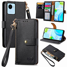 Leather Case Stands Flip Cover Holder S07D for Realme C30s Black