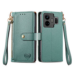 Leather Case Stands Flip Cover Holder S07D for Realme GT Neo5 5G Green