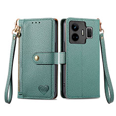 Leather Case Stands Flip Cover Holder S07D for Realme GT Neo6 5G Green