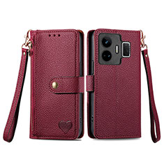 Leather Case Stands Flip Cover Holder S07D for Realme GT Neo6 5G Red