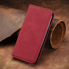 Leather Case Stands Flip Cover Holder S07D for Samsung Galaxy S24 Plus 5G Red