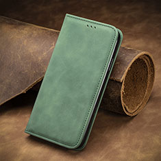 Leather Case Stands Flip Cover Holder S08D for Asus Zenfone 7 ZS670KS Green