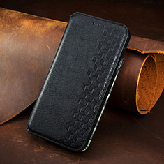 Leather Case Stands Flip Cover Holder S08D for Samsung Galaxy S22 5G Black