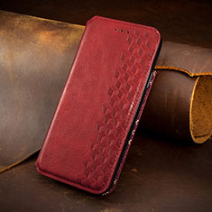 Leather Case Stands Flip Cover Holder S08D for Samsung Galaxy S24 Plus 5G Red