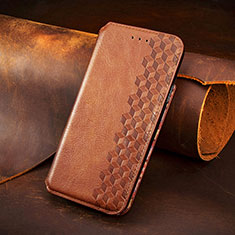 Leather Case Stands Flip Cover Holder S08D for Samsung Galaxy S25 Plus 5G Brown