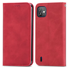 Leather Case Stands Flip Cover Holder S08D for Wiko Y82 Red