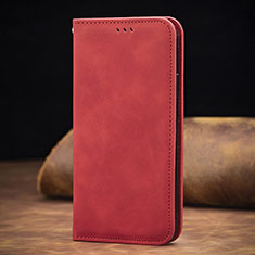 Leather Case Stands Flip Cover Holder S08D for Xiaomi Redmi Note 10 4G Red