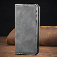 Leather Case Stands Flip Cover Holder S08D for Xiaomi Redmi Note 10 5G Gray