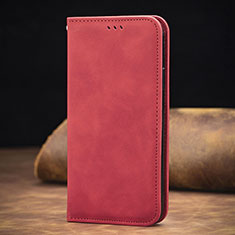 Leather Case Stands Flip Cover Holder S08D for Xiaomi Redmi Note 10 5G Red