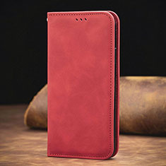 Leather Case Stands Flip Cover Holder S08D for Xiaomi Redmi Note 10 Pro 4G Red