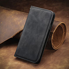 Leather Case Stands Flip Cover Holder S08D for Xiaomi Redmi Note 10 Pro 5G Black