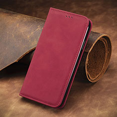 Leather Case Stands Flip Cover Holder S08D for Xiaomi Redmi Note 10 Pro 5G Red