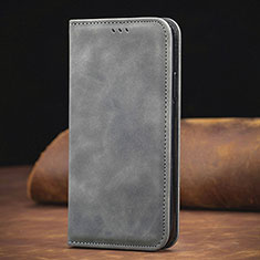 Leather Case Stands Flip Cover Holder S08D for Xiaomi Redmi Note 10 Pro Max Gray