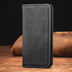 Leather Case Stands Flip Cover Holder S08D for Xiaomi Redmi Note 9 4G Black