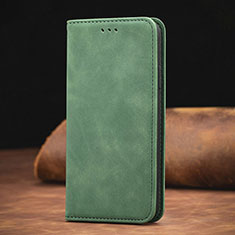 Leather Case Stands Flip Cover Holder S08D for Xiaomi Redmi Note 9 4G Green