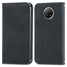 Leather Case Stands Flip Cover Holder S08D for Xiaomi Redmi Note 9 5G Black