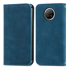 Leather Case Stands Flip Cover Holder S08D for Xiaomi Redmi Note 9 5G Blue