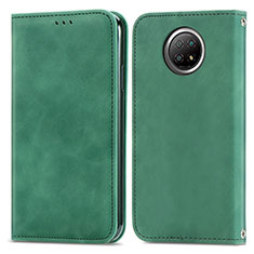 Leather Case Stands Flip Cover Holder S08D for Xiaomi Redmi Note 9 5G Green