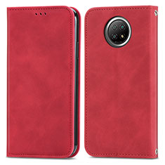 Leather Case Stands Flip Cover Holder S08D for Xiaomi Redmi Note 9 5G Red