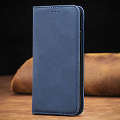 Leather Case Stands Flip Cover Holder S08D for Xiaomi Redmi Note 9 Blue