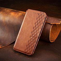 Leather Case Stands Flip Cover Holder S09D for Huawei Honor X8b Brown