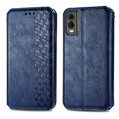 Leather Case Stands Flip Cover Holder S09D for Nokia C210 Blue