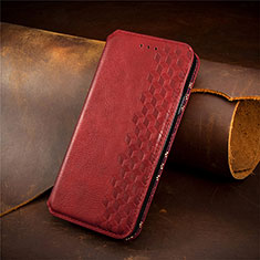 Leather Case Stands Flip Cover Holder S09D for Oppo A18 Red