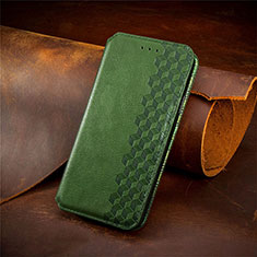 Leather Case Stands Flip Cover Holder S09D for Sharp Aquos wish3 Green