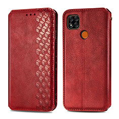 Leather Case Stands Flip Cover Holder S09D for Xiaomi POCO C3 Red