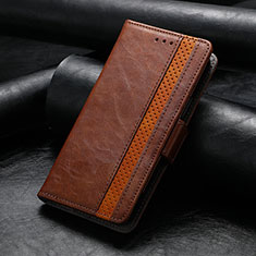 Leather Case Stands Flip Cover Holder S10D for Huawei Honor 60 5G Brown