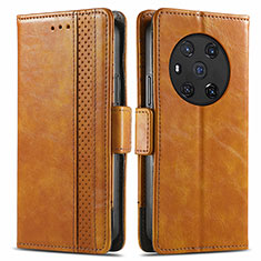 Leather Case Stands Flip Cover Holder S10D for Huawei Honor Magic3 5G Light Brown