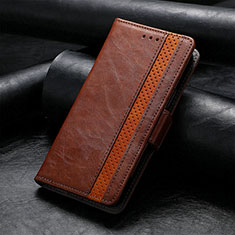 Leather Case Stands Flip Cover Holder S10D for Huawei Honor X7a Brown