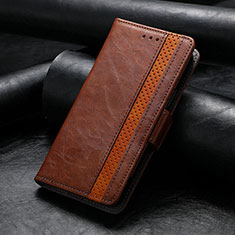 Leather Case Stands Flip Cover Holder S10D for Motorola Moto G53 5G Brown