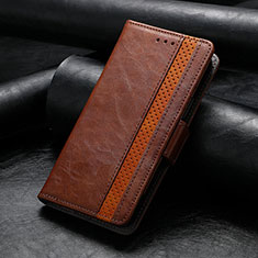 Leather Case Stands Flip Cover Holder S10D for Motorola Moto G84 5G Brown