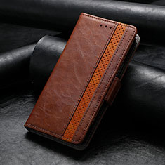 Leather Case Stands Flip Cover Holder S10D for Oppo A18 Brown