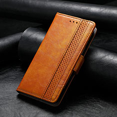 Leather Case Stands Flip Cover Holder S10D for Oppo A18 Light Brown