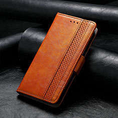 Leather Case Stands Flip Cover Holder S10D for Sharp Aquos R8s Light Brown