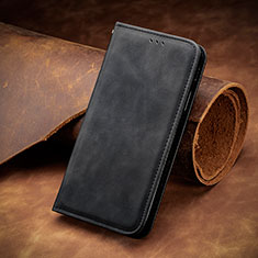 Leather Case Stands Flip Cover Holder S12D for Huawei Honor X6 5G Black